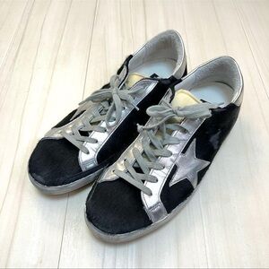Golden Goose Black and Silver Star Sneakers